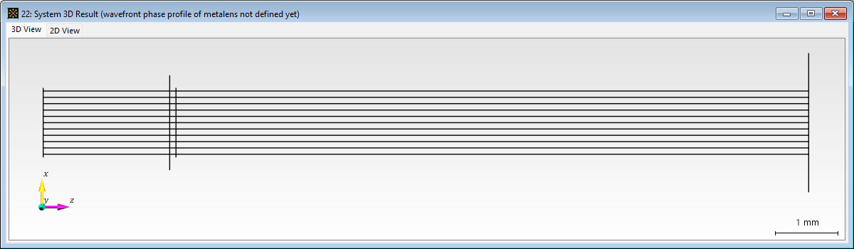 3D Ray Tracing simulation result of basic optical setup without any metalens effect
